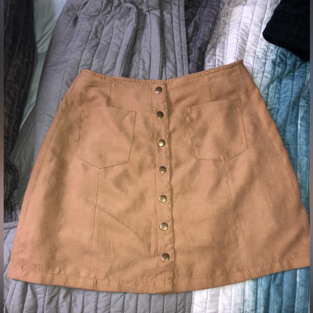 Tan Suede Skirt - Size: M